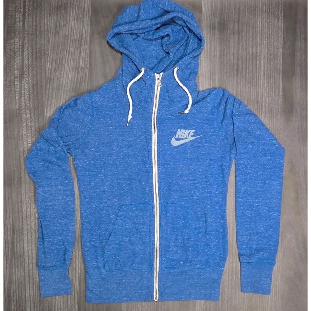 Nike Jacket Womens Small Gym Full Zip Hoodie Blue Heather